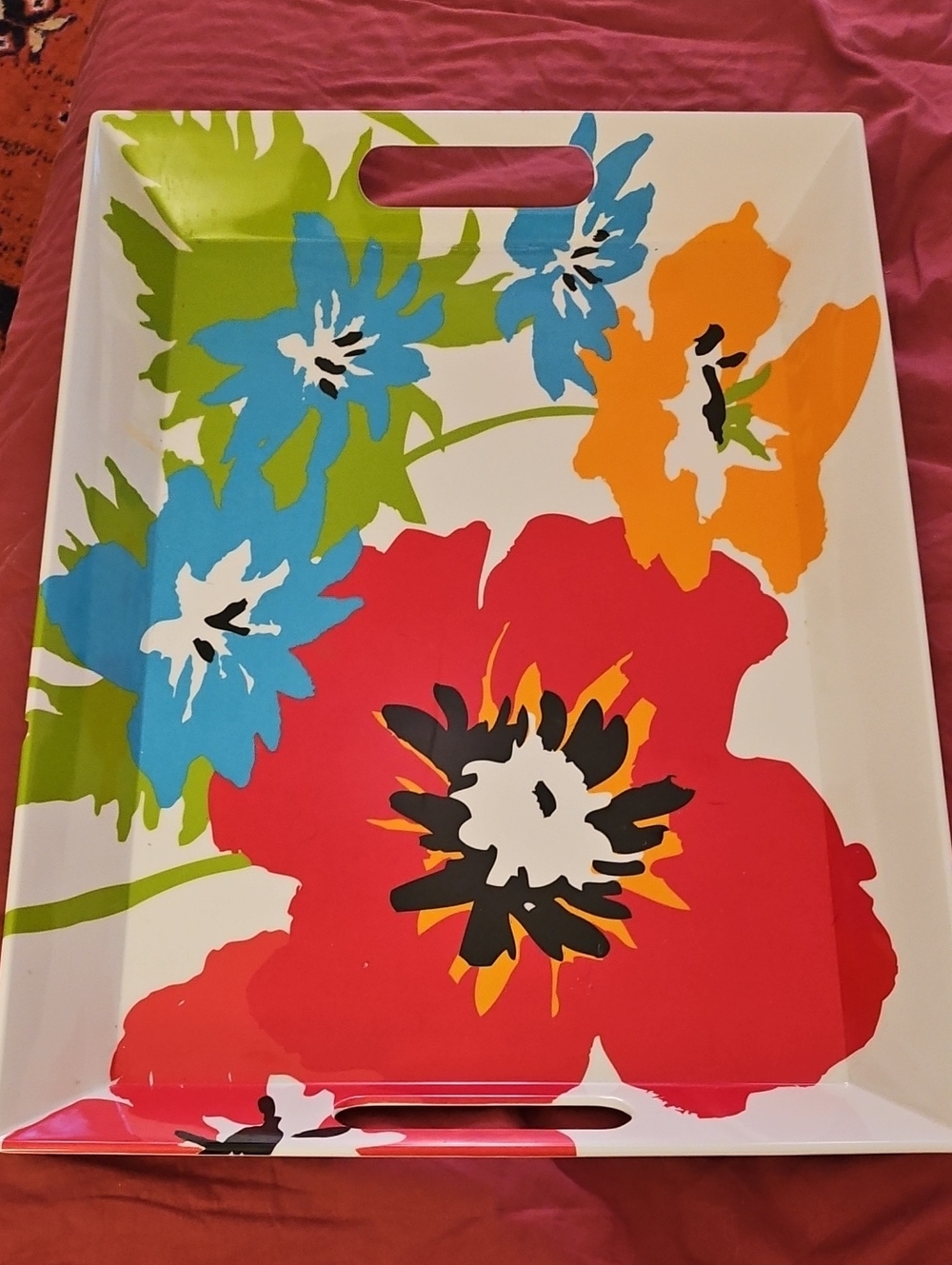 Mainstays Floral Serving Tray - Red, Blue, Orange, Green